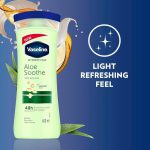 لوسیون بدن حاوی عصاره آلوئه‌ورا وازلین Vaseline مدل Aloe Soothing - Image 4